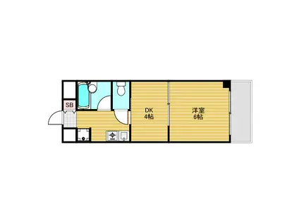 ウィングNO1(1DK/2階)の間取り写真