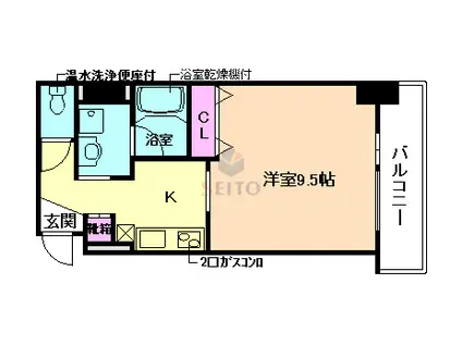 アドニスハイツ(1K/1階)の間取り写真