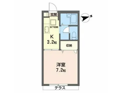 K´S COURT II(1K/1階)の間取り写真