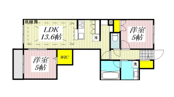 ヘリテージ国立(2LDK/1階)の間取り写真