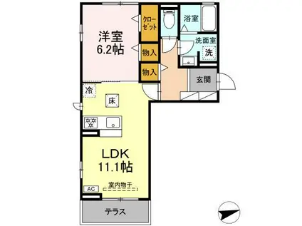 D-AVANCE六名(1LDK/1階)の間取り写真
