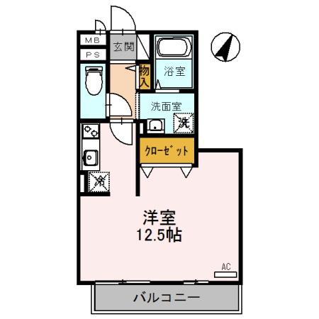 セジュール オオニシ 野洲市栄(ワンルーム/3階)の間取り写真
