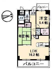 なかすじ壱番館(2LDK/4階)の間取り写真