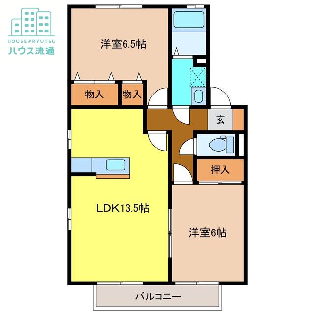 リージャ・パレA棟(2LDK/2階)の間取り写真