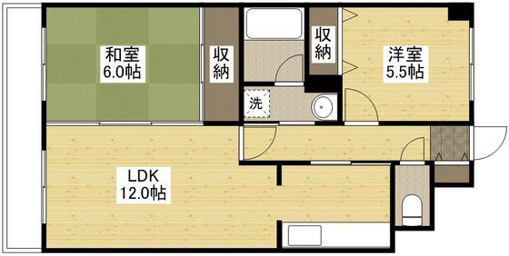 グリーンコート毘沙門(2LDK/8階)の間取り写真