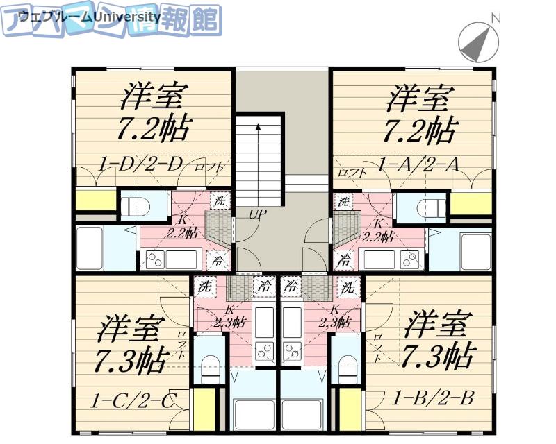 ウェブルームUNIVERSITY(1K/1階)の間取り写真