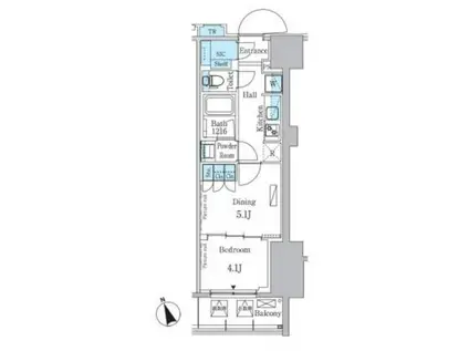 パークアクシス浅草レジデンス(1DK/5階)の間取り写真