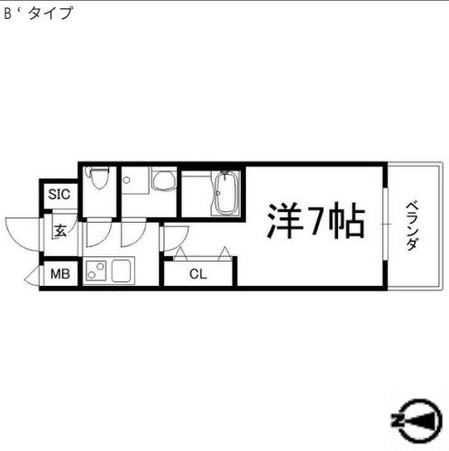レジュールアッシュOSAKA今里駅前(1K/6階)の間取り写真