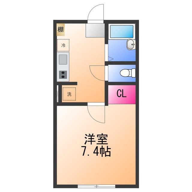 TJ鳴滝(1K/2階)の間取り写真