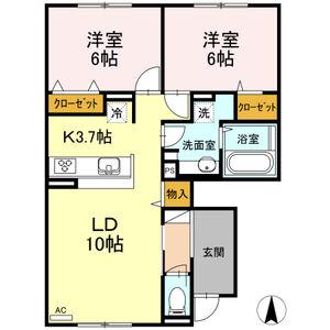 ラグランジュ D(2LDK/1階)の間取り写真