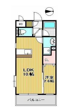 サンシャイン太子堂(1LDK/2階)の間取り写真