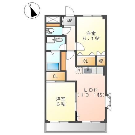 ヤマトハイツ(2LDK/3階)の間取り写真