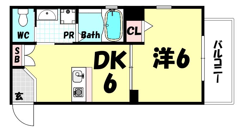 サンシャイン東雲(1DK/3階)の間取り写真