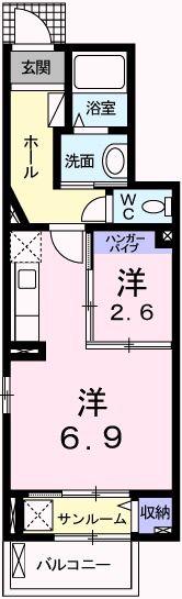 ジュピターII(ワンルーム/1階)の間取り写真