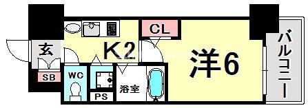 プレサンス三宮ルミネス(1K/9階)の間取り写真