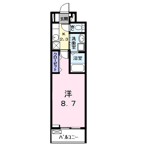 エスポワールII(1K/3階)の間取り写真