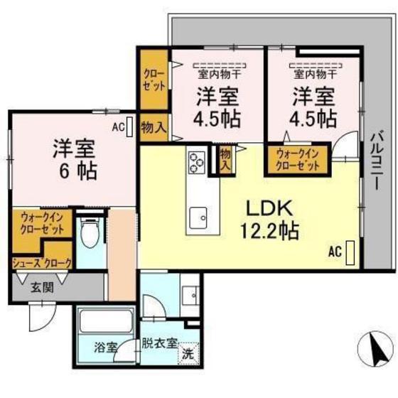 CLARUS古市橋(3LDK/3階)の間取り写真