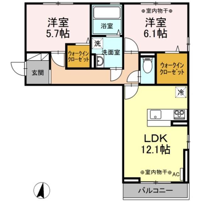 ラトン・ラヴール(2LDK/2階)の間取り写真