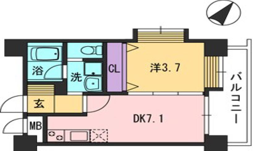 コンダクト福岡東(1LDK/6階)の間取り写真
