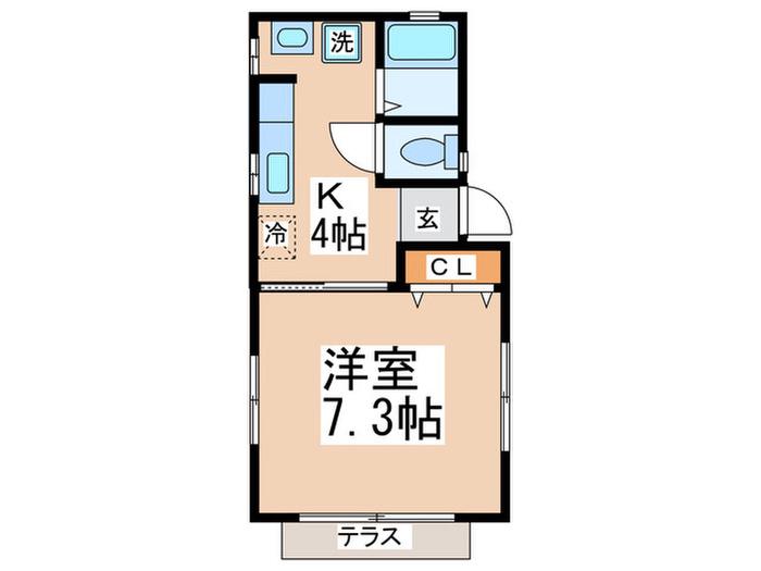 ヒルズ中川(1K/1階)の間取り写真