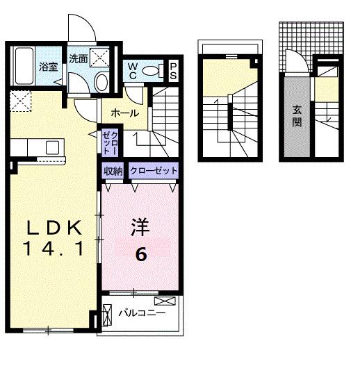 I・VILLAGE大手町 B(1LDK/3階)の間取り写真