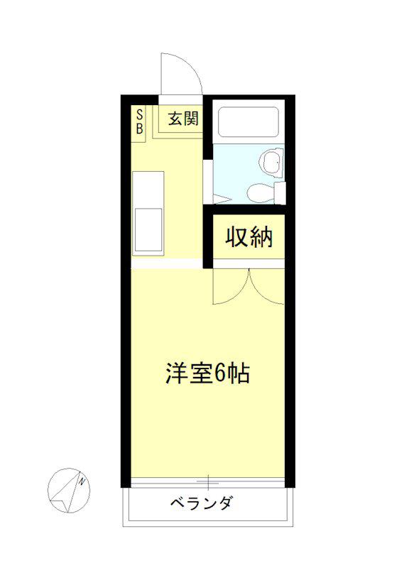 コーポサカエ2(1K/1階)の間取り写真