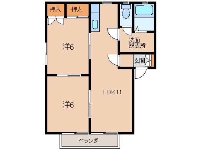 パールハイツ(2LDK/2階)の間取り写真