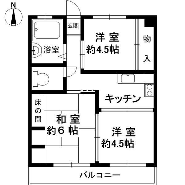 楠丘マンション(3K/2階)の間取り写真
