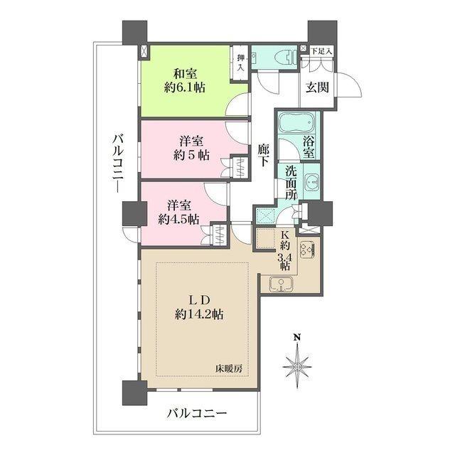 パークハウス・ワンズタワー(3LDK/24階)の間取り写真