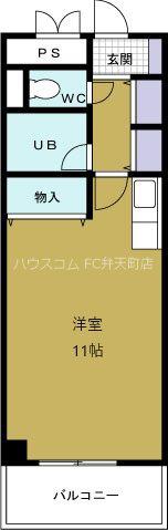 島之内八幡屋ビル(1K/4階)の間取り写真