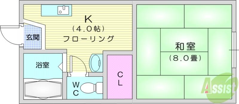 パセリハウス(1K/1階)の間取り写真