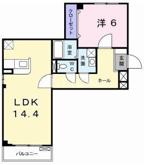 フォーリスト リヴァー(1LDK/1階)の間取り写真