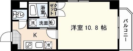 ウイング平和大通(1K/2階)の間取り写真