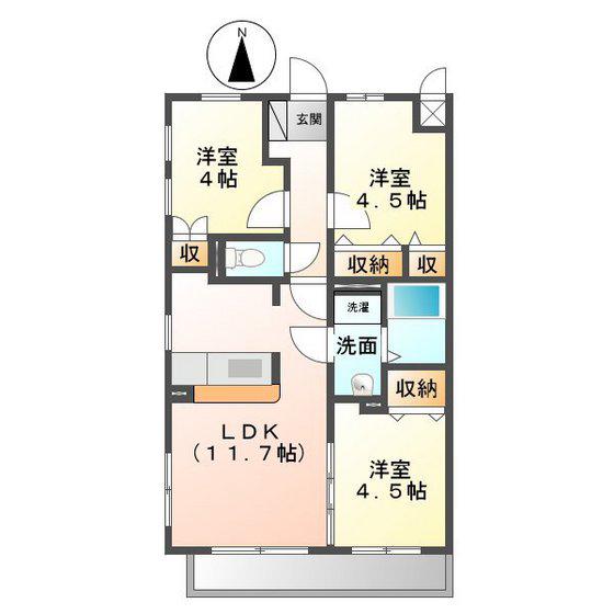 プレアル(3LDK/1階)の間取り写真