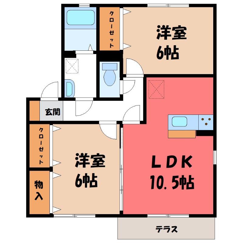 グランディールM III(2LDK/2階)の間取り写真