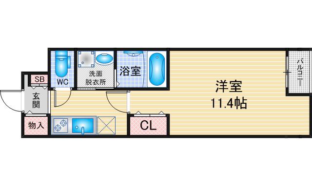 CREST TAPP 太閤通(1K/2階)の間取り写真
