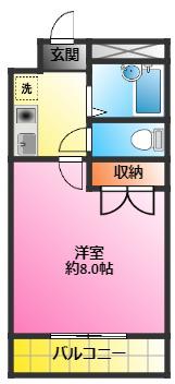 ラフォーレIII(1K/2階)の間取り写真