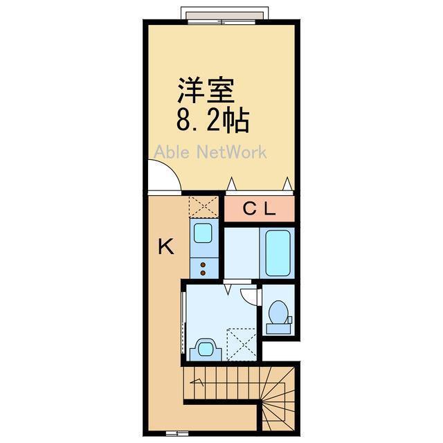 シンプルN(1K/1階)の間取り写真