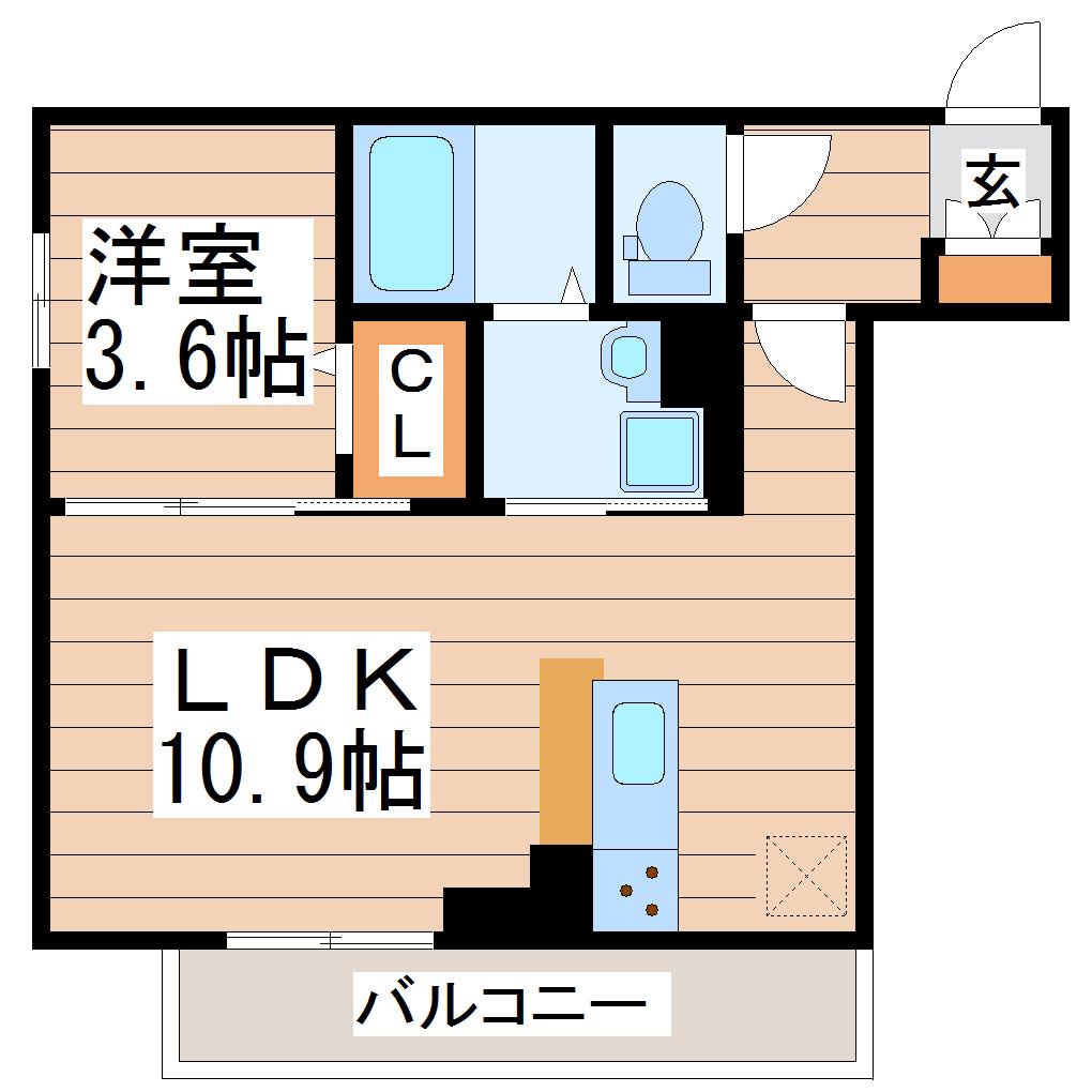 ボヌールH(1LDK/1階)の間取り写真