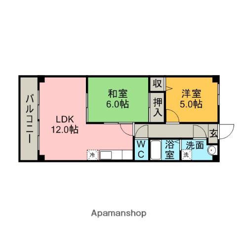 クレスト共和(2LDK/3階)の間取り写真
