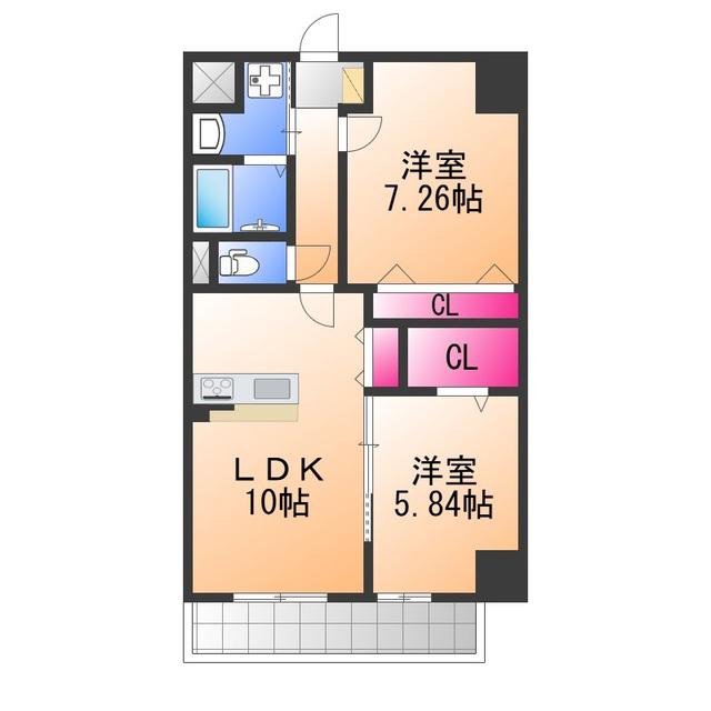 FREEDOM RESIDENCE堺寺地町(2LDK/11階)の間取り写真