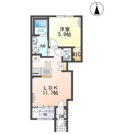イリアス(1LDK/1階)の間取り写真