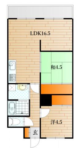 エバーグリーン新下関(2LDK/11階)の間取り写真