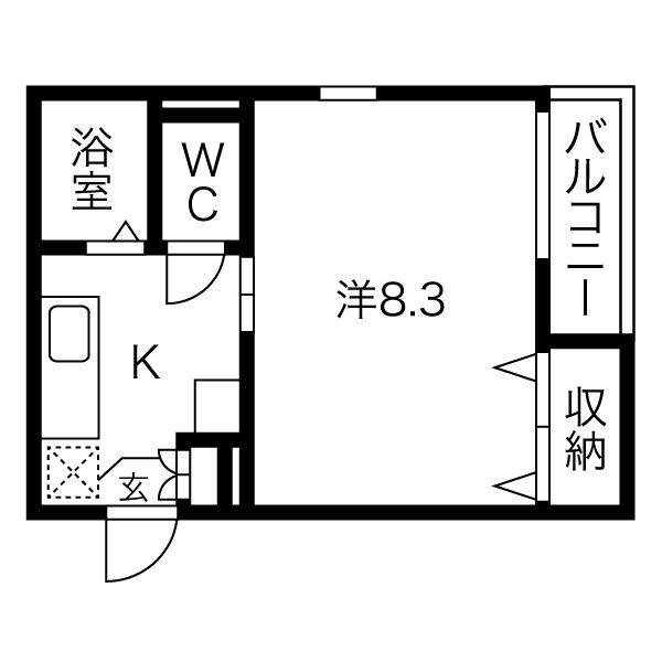 ヴィラ桜本町(1K/2階)の間取り写真