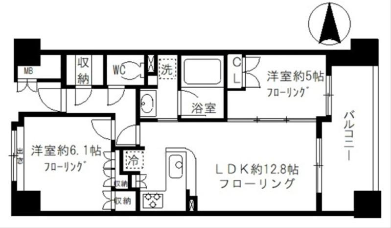 シャリエ錦糸町石原(2LDK/9階)の間取り写真