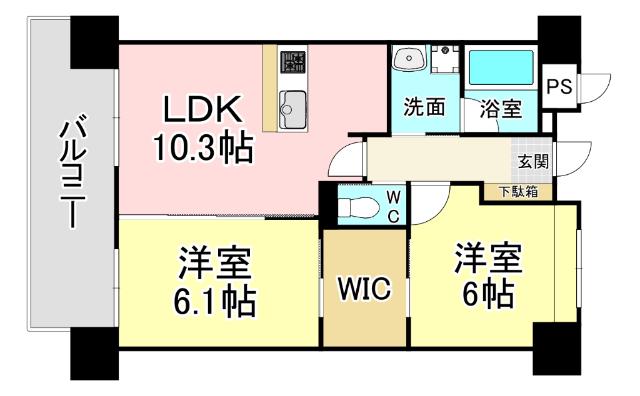 ヒルクレスト片野グランデI(2LDK/2階)の間取り写真