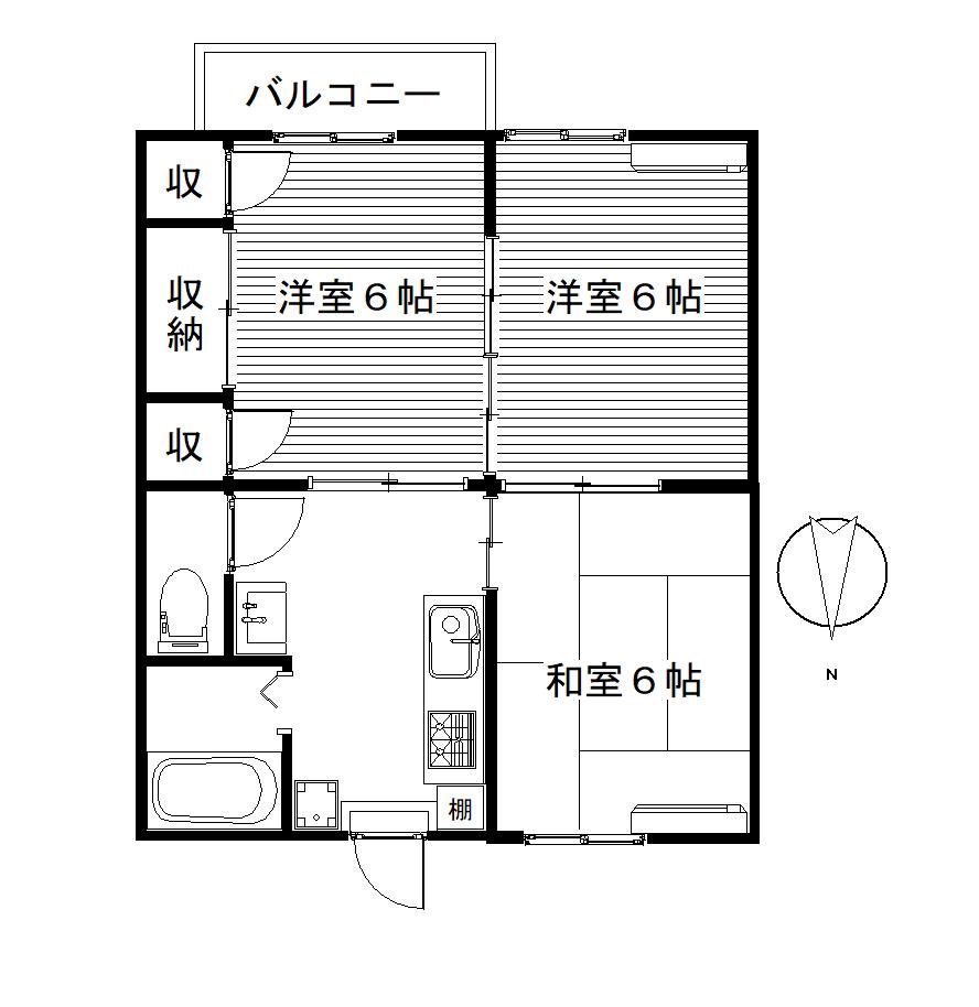 すずかけハイツ(3DK/1階)の間取り写真
