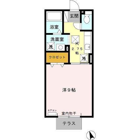 グランモアロイヤル(1K/1階)の間取り写真