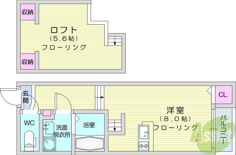 PLUMERIA SENDAI(ワンルーム/2階)の間取り写真