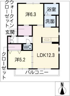 T・Mガーデン(2LDK/1階)の間取り写真